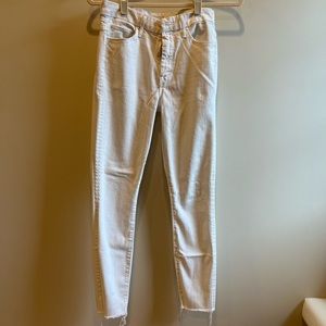Mother white denim with ankle fray